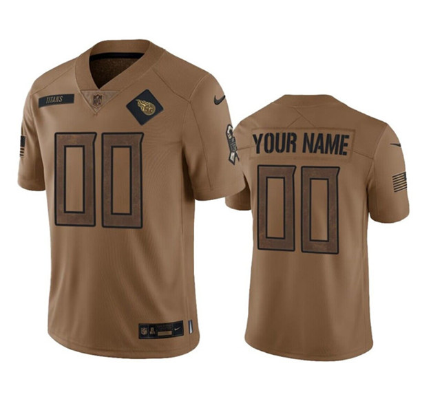 Men%27s Tennessee Titans Active Player Custom Brown 2023 Salute To Service Football Stitched Jersey
